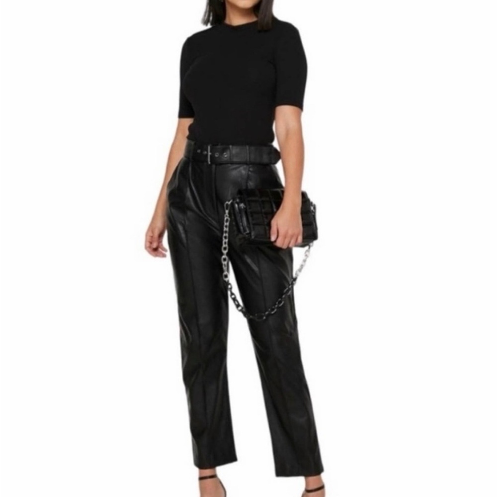 Ted Baker Vegan Leather Tapered Pants – Size 10 (EU 4) 🖤